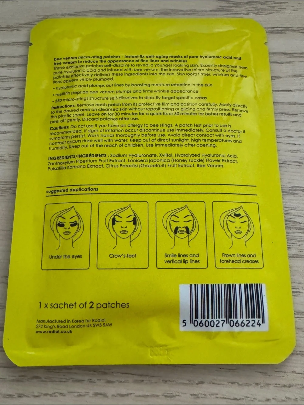 7 Pcs RODIAL Pink Diamond Lifting Face Mask Sheet Mask + Bee Venom Patches